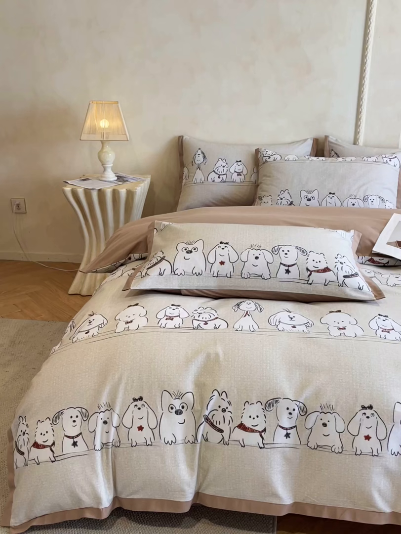 91家纺网 家纺一手货源 找家纺 （总）柏薇 2025新款秋冬新品全棉磨毛印花高定工艺款四件套