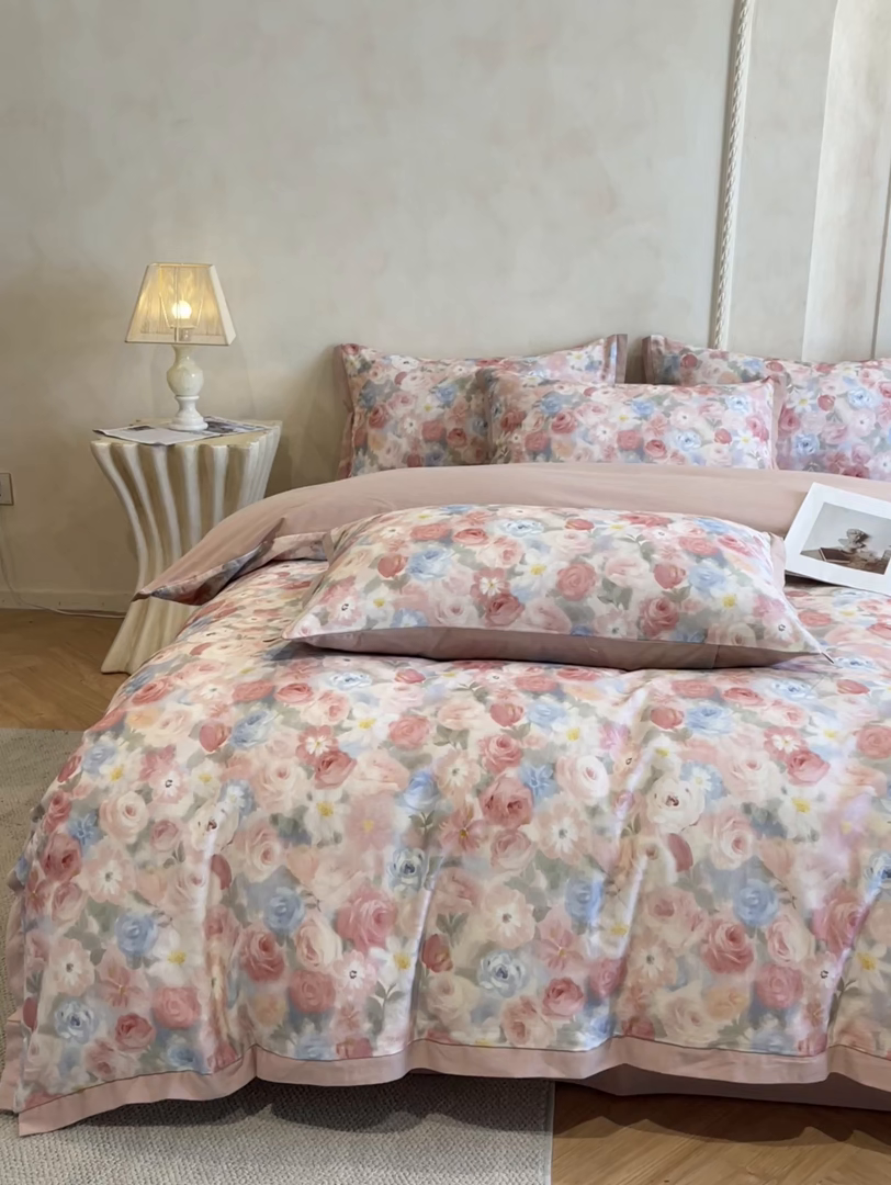 91家纺网 家纺一手货源 找家纺 （总）柏薇 2025新款秋冬新品全棉磨毛印花高定工艺款四件套