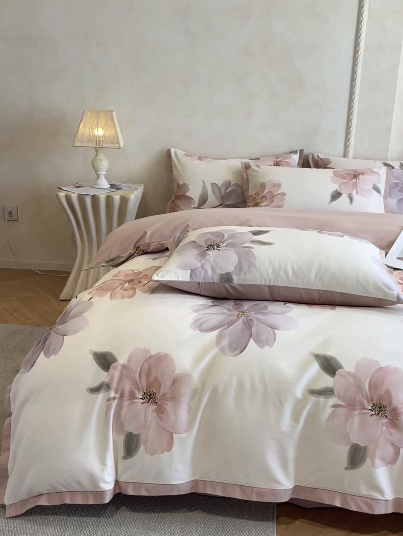 91家纺网 家纺一手货源 找家纺 （总）柏薇 2025新款秋冬新品全棉磨毛印花高定工艺款四件套