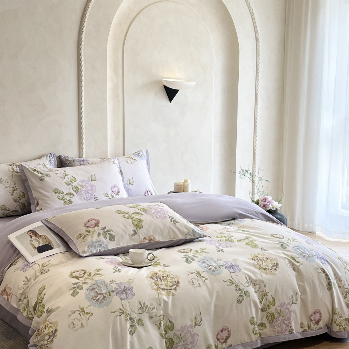 91家纺网 家纺一手货源 找家纺 柏薇 2025新款秋冬新品全棉磨毛印花高定工艺款四件套 阿梅丽