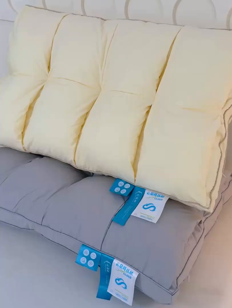91家纺网 家纺一手货源 找家纺 （总）仁宇枕业 2025新款新品 全棉防雨布枕头云朵释压双层面包舒适高枕头枕芯
