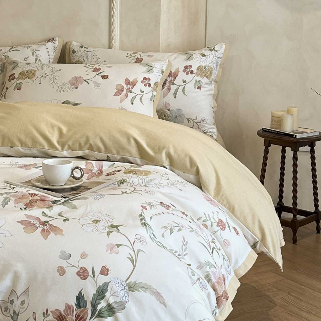 91家纺网 家纺一手货源 找家纺 柏薇 2025新款秋冬新品全棉磨毛印花高定工艺款四件套 艾洛蒂