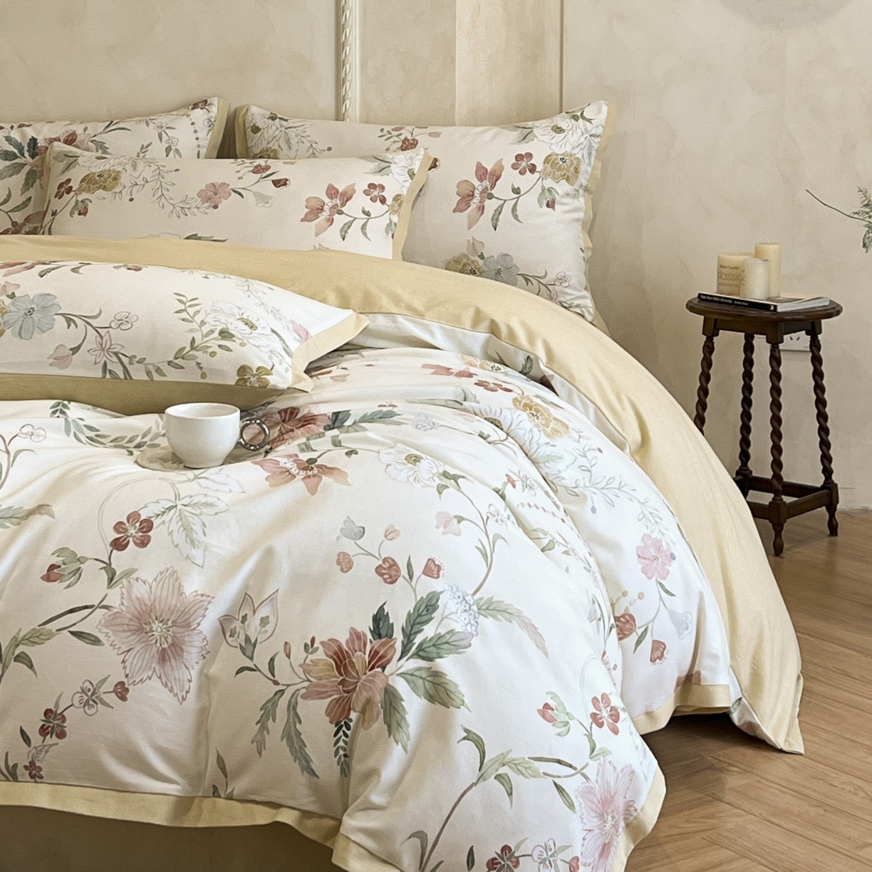 91家纺网 家纺一手货源 找家纺 柏薇 2025新款秋冬新品全棉磨毛印花高定工艺款四件套 艾洛蒂