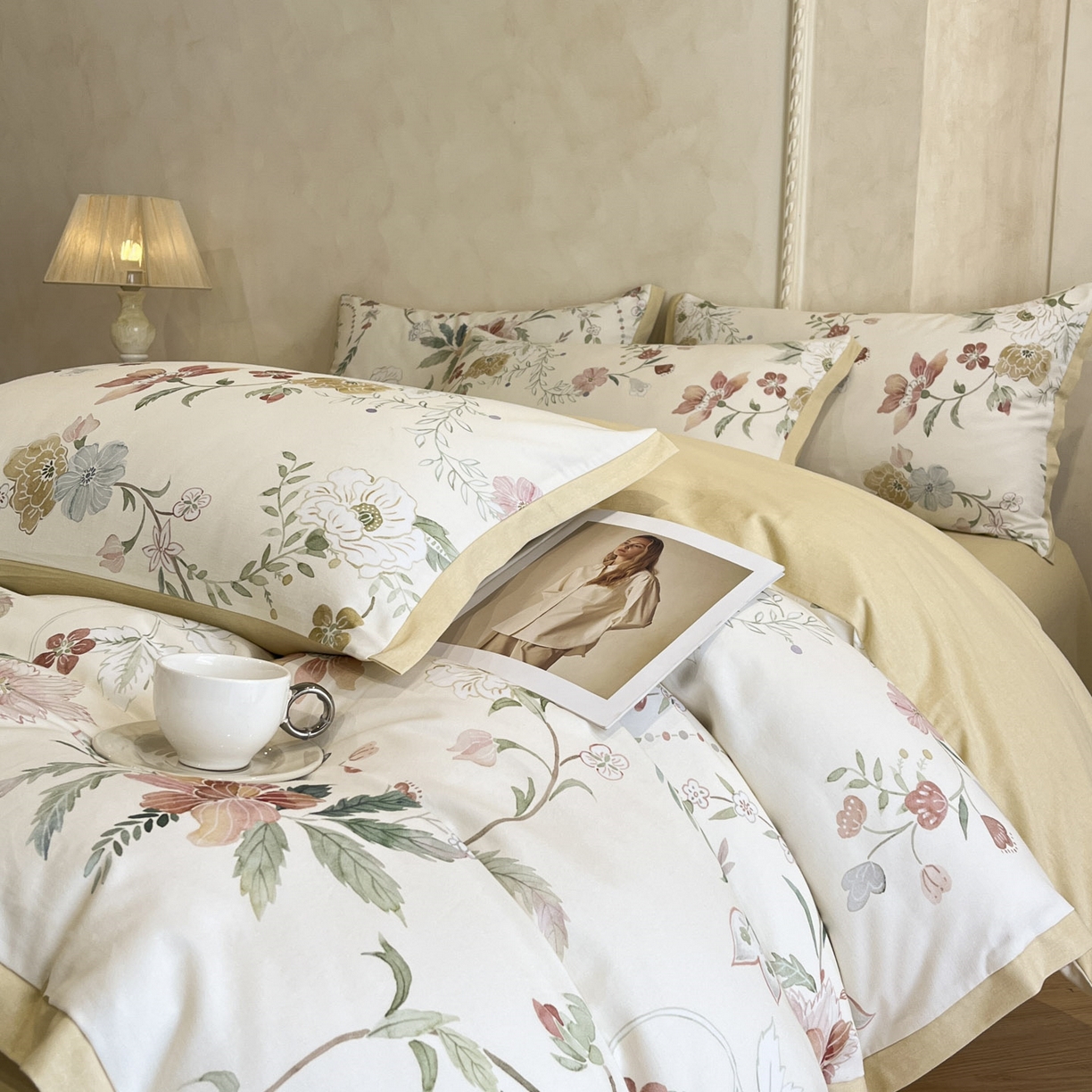 91家纺网 家纺一手货源 找家纺 柏薇 2025新款秋冬新品全棉磨毛印花高定工艺款四件套 艾洛蒂