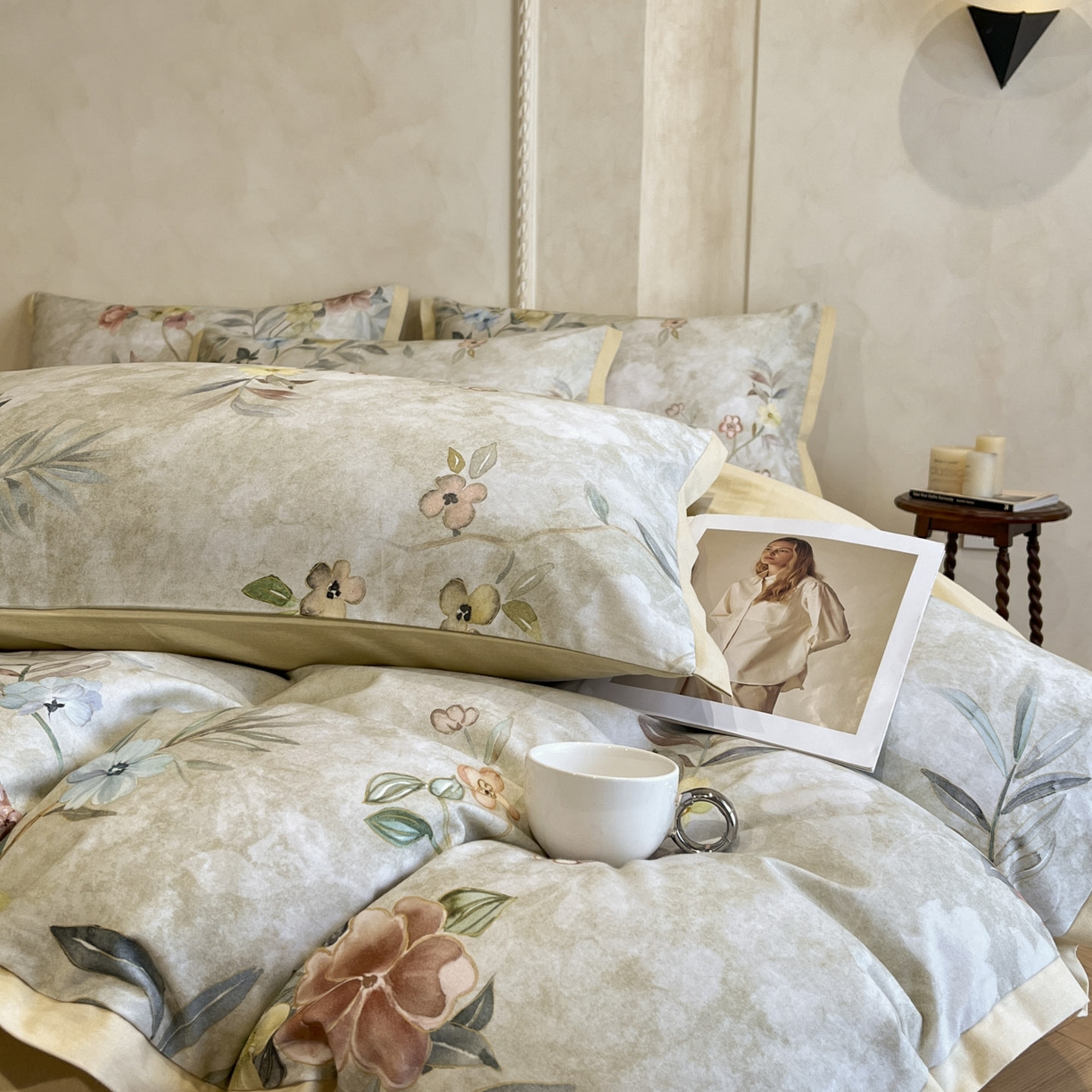 91家纺网 家纺一手货源 找家纺 柏薇 2025新款秋冬新品全棉磨毛印花高定工艺款四件套 安娜伊斯