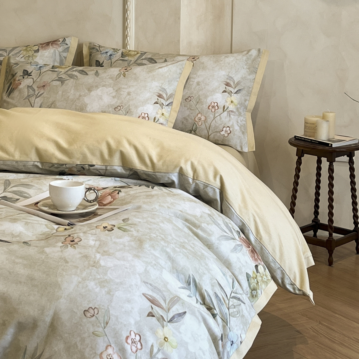 91家纺网 家纺一手货源 找家纺 柏薇 2025新款秋冬新品全棉磨毛印花高定工艺款四件套 安娜伊斯