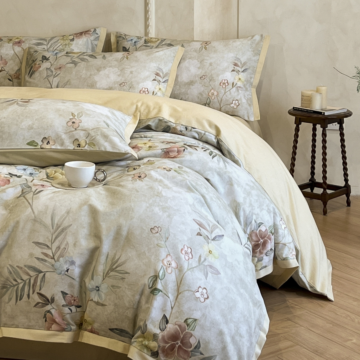 91家纺网 家纺一手货源 找家纺 柏薇 2025新款秋冬新品全棉磨毛印花高定工艺款四件套 安娜伊斯