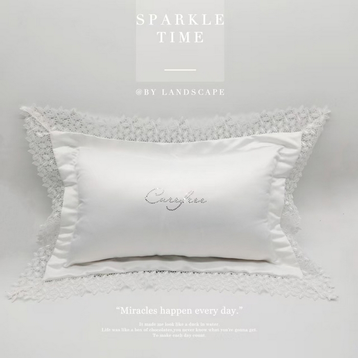 （总）澜屿 新款呢喃腰枕蕾丝水溶花边烫钻小抱枕