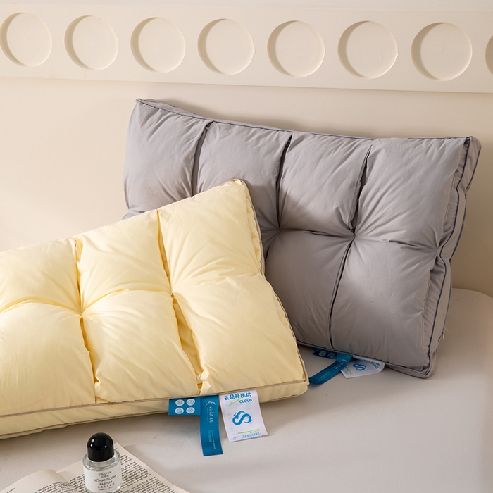 91家纺网 家纺一手货源 找家纺 （总）仁宇枕业 2025新款新品 全棉防雨布枕头云朵释压双层面包舒适高枕头枕芯