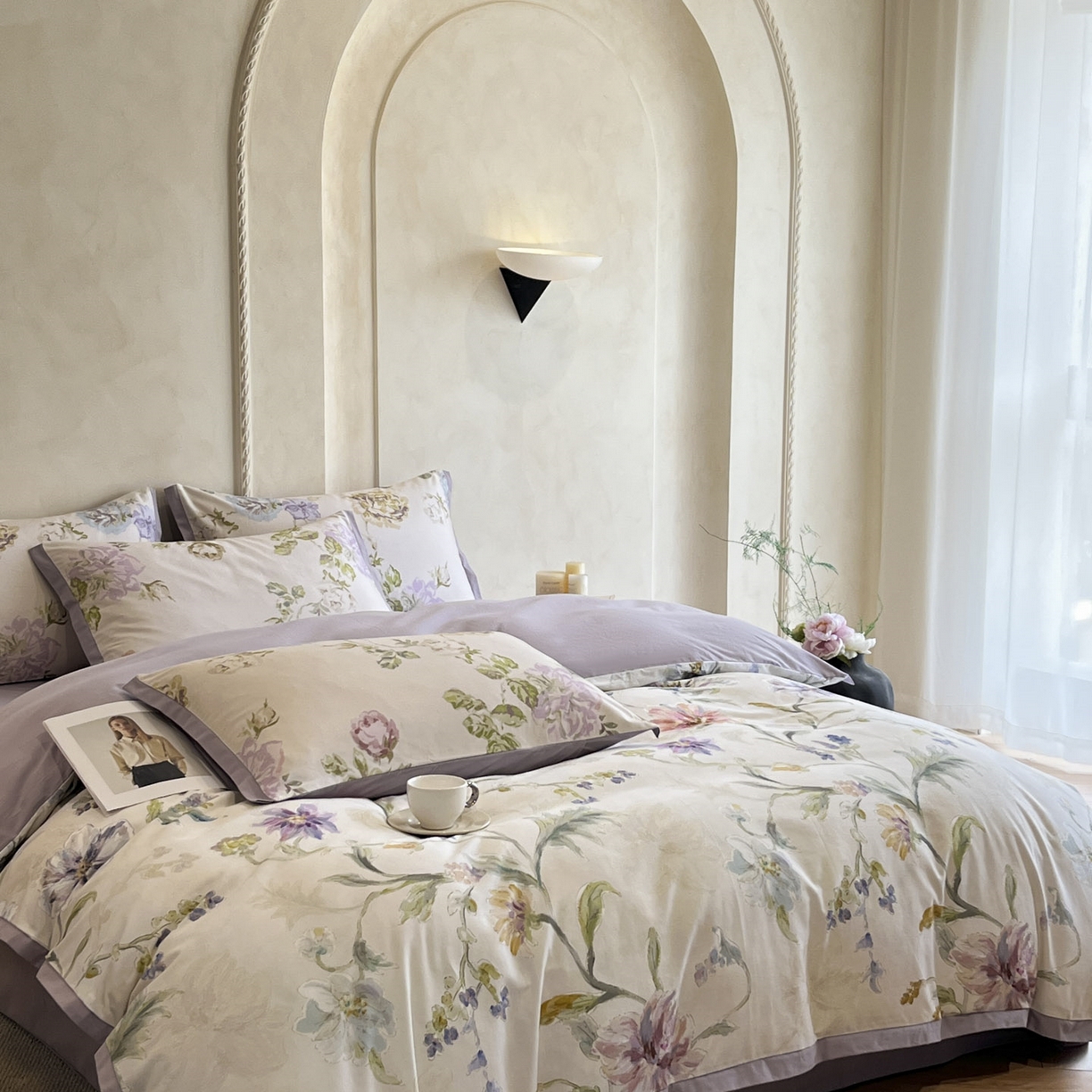 91家纺网 家纺一手货源 找家纺 柏薇 2025新款秋冬新品全棉磨毛印花高定工艺款四件套 克洛伊