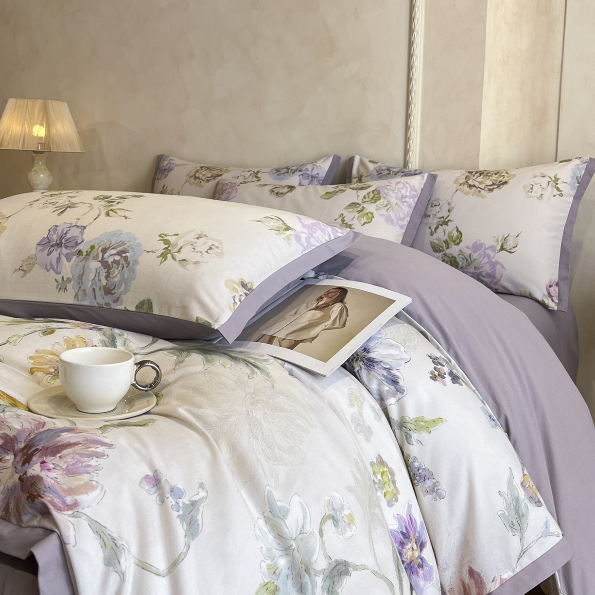 91家纺网 家纺一手货源 找家纺 柏薇 2025新款秋冬新品全棉磨毛印花高定工艺款四件套 克洛伊