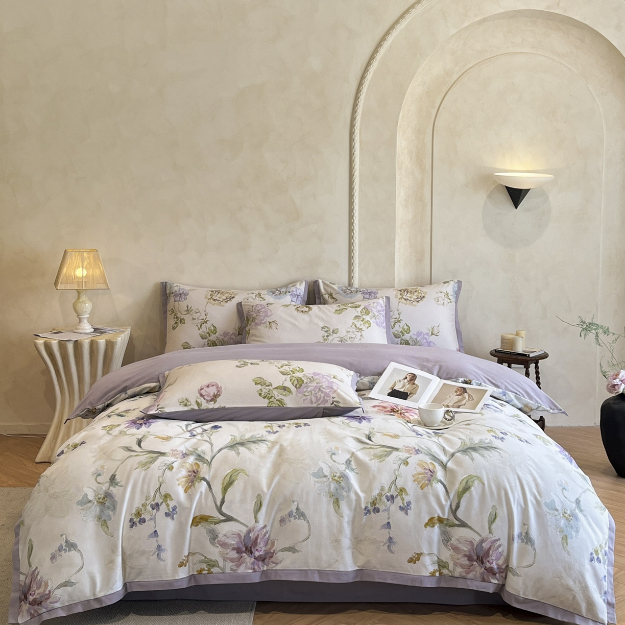 柏薇 2025新款秋冬新品全棉磨毛印花高定工艺款四件套 克洛伊