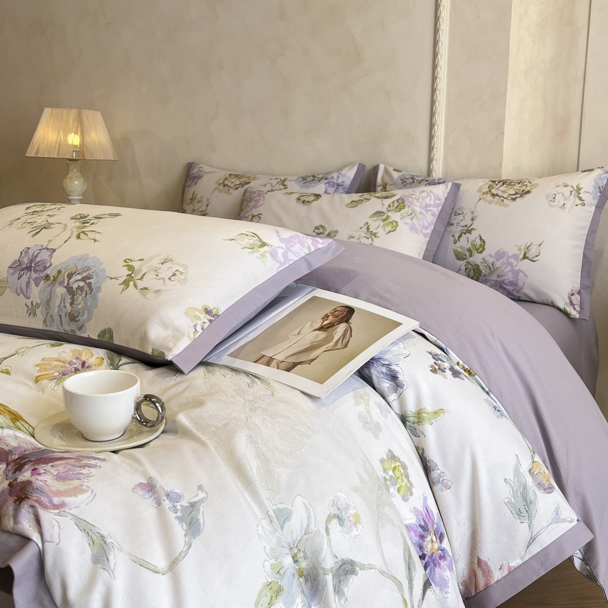 91家纺网 家纺一手货源 找家纺 柏薇 2025新款秋冬新品全棉磨毛印花高定工艺款四件套 克洛伊