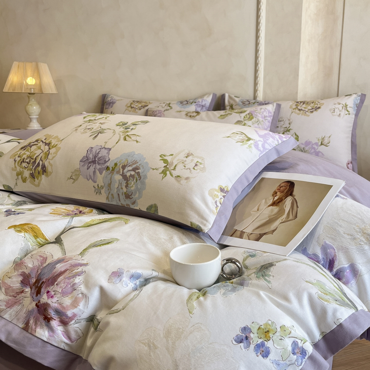 91家纺网 家纺一手货源 找家纺 柏薇 2025新款秋冬新品全棉磨毛印花高定工艺款四件套 克洛伊