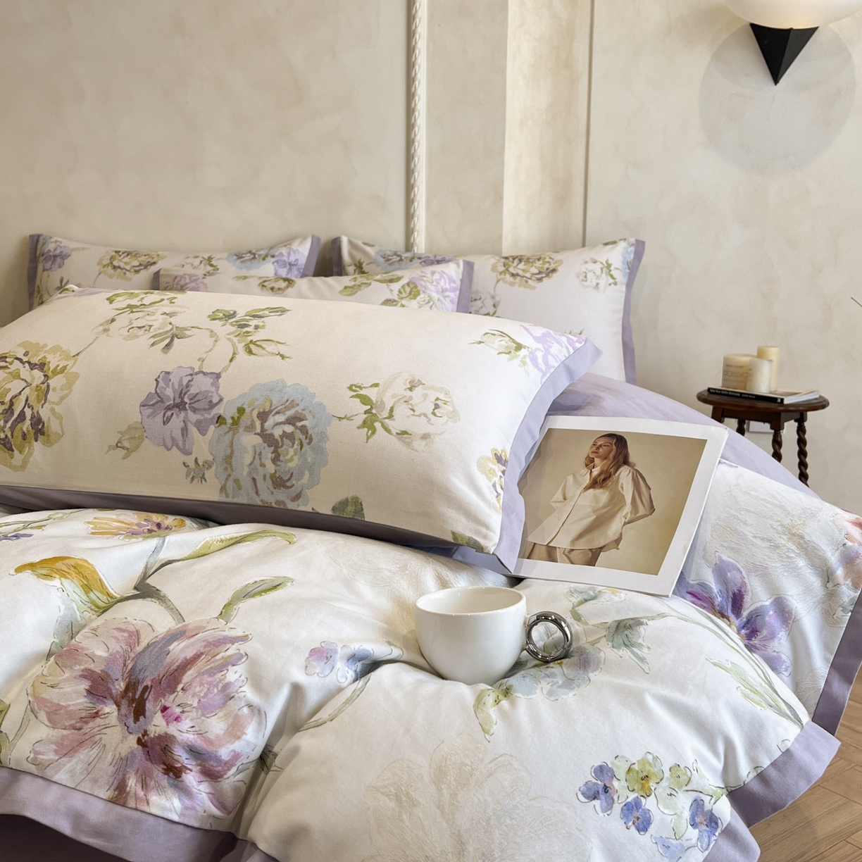 91家纺网 家纺一手货源 找家纺 柏薇 2025新款秋冬新品全棉磨毛印花高定工艺款四件套 克洛伊