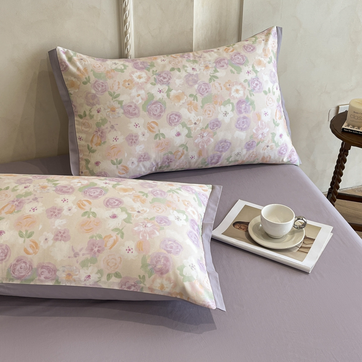 91家纺网 家纺一手货源 找家纺 柏薇 2025新款秋冬新品全棉磨毛印花高定工艺款四件套 蕾雅