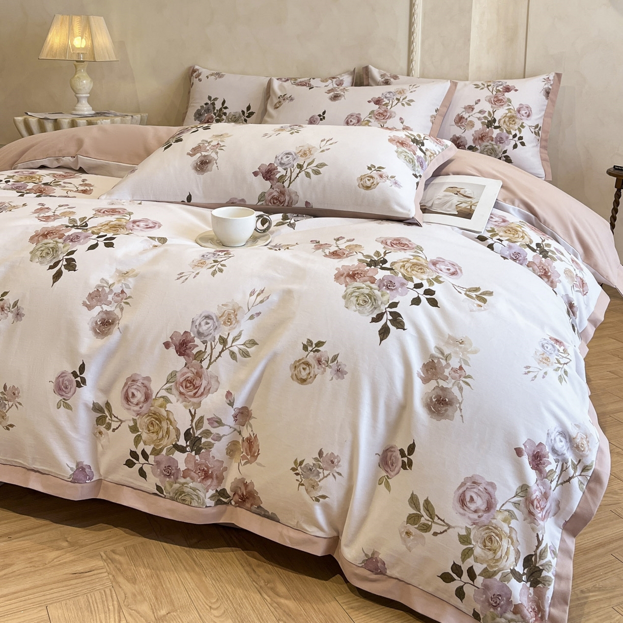 91家纺网 家纺一手货源 找家纺 柏薇 2025新款秋冬新品全棉磨毛印花高定工艺款四件套 黎锦