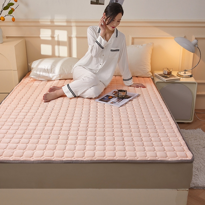 91家纺网 家纺一手货源 找家纺 （总）丽诺 2022新款宝宝绒防滑纯色床褥