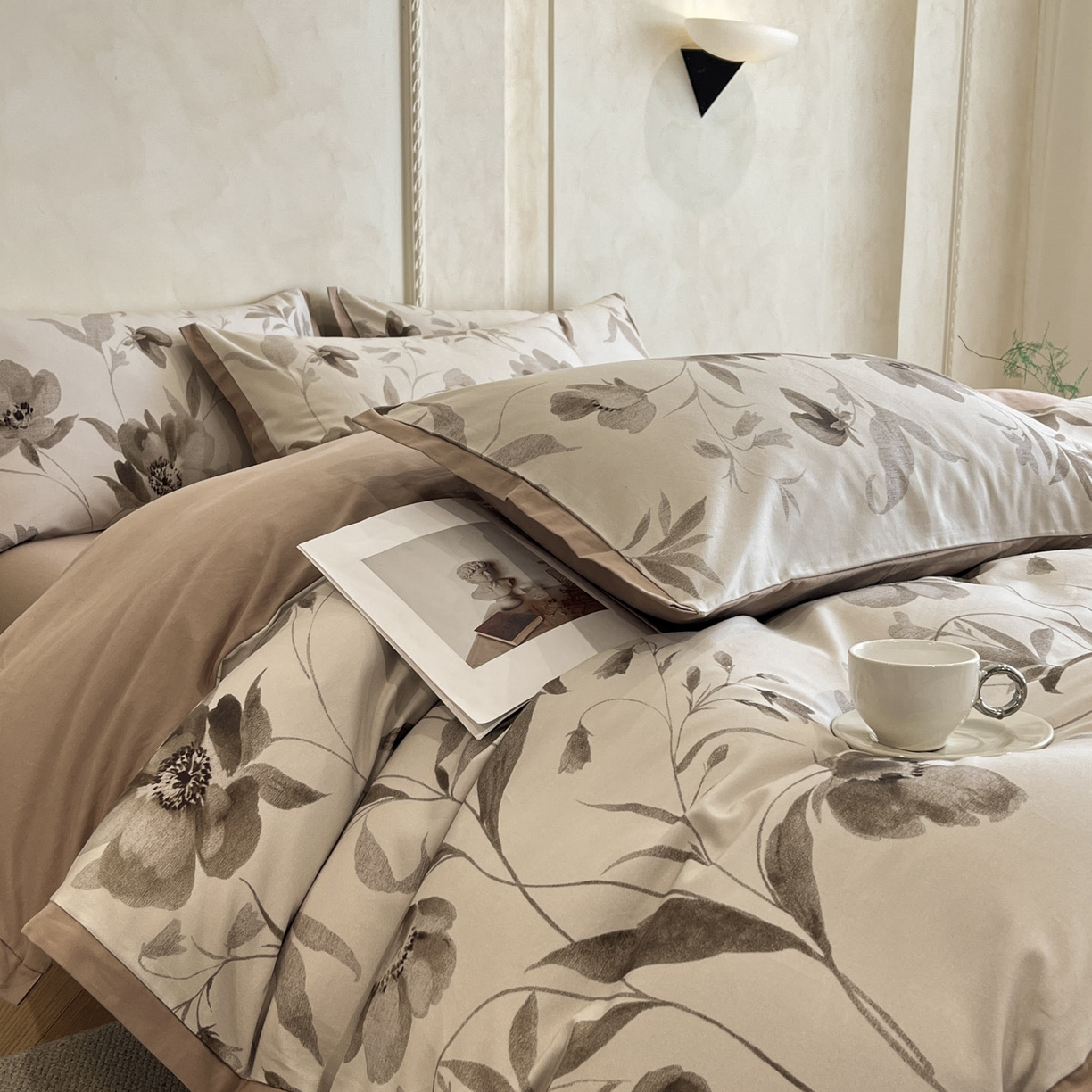 91家纺网 家纺一手货源 找家纺 柏薇 2025新款秋冬新品全棉磨毛印花高定工艺款四件套 玛歌