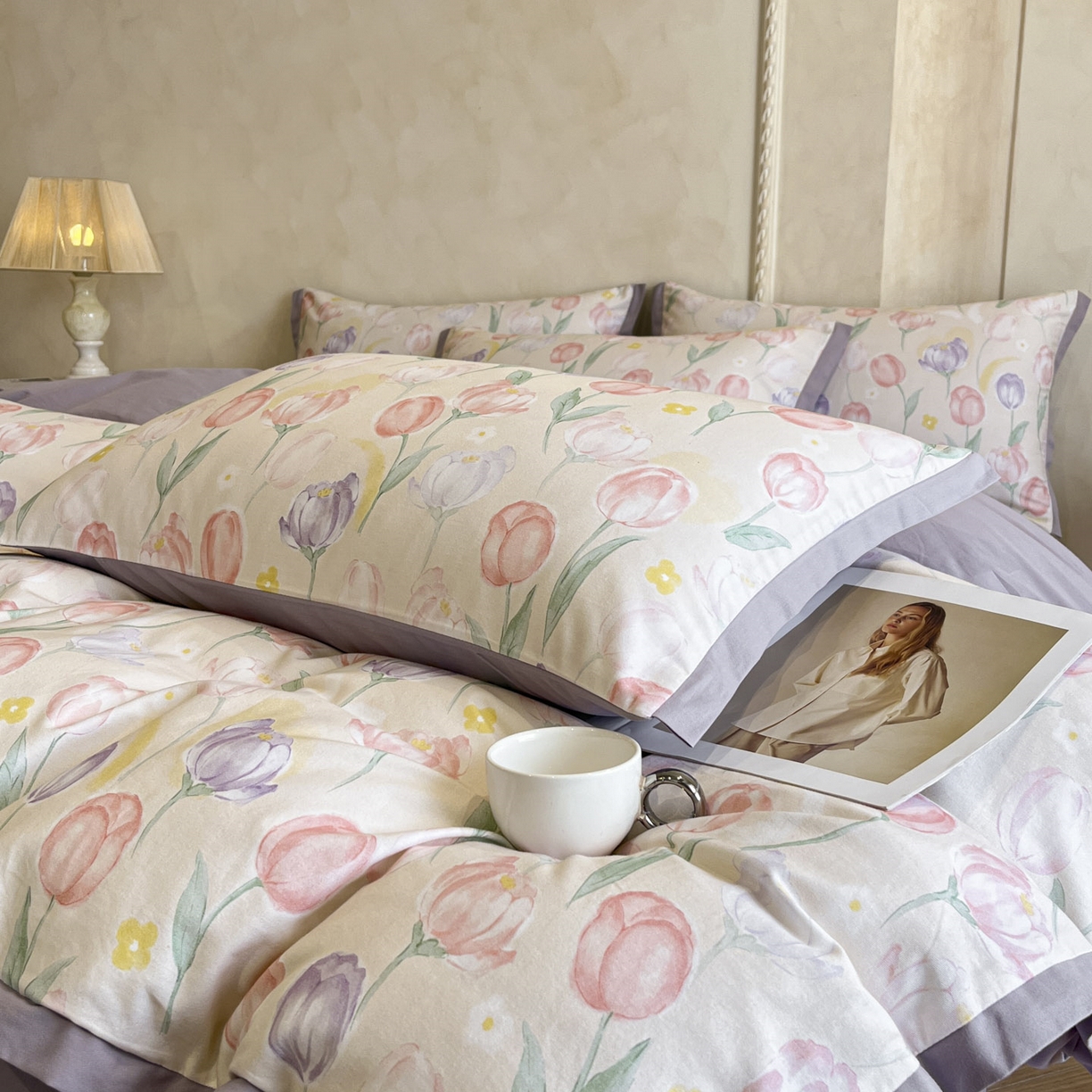 91家纺网 家纺一手货源 找家纺 柏薇 2025新款秋冬新品全棉磨毛印花高定工艺款四件套 清嘉 