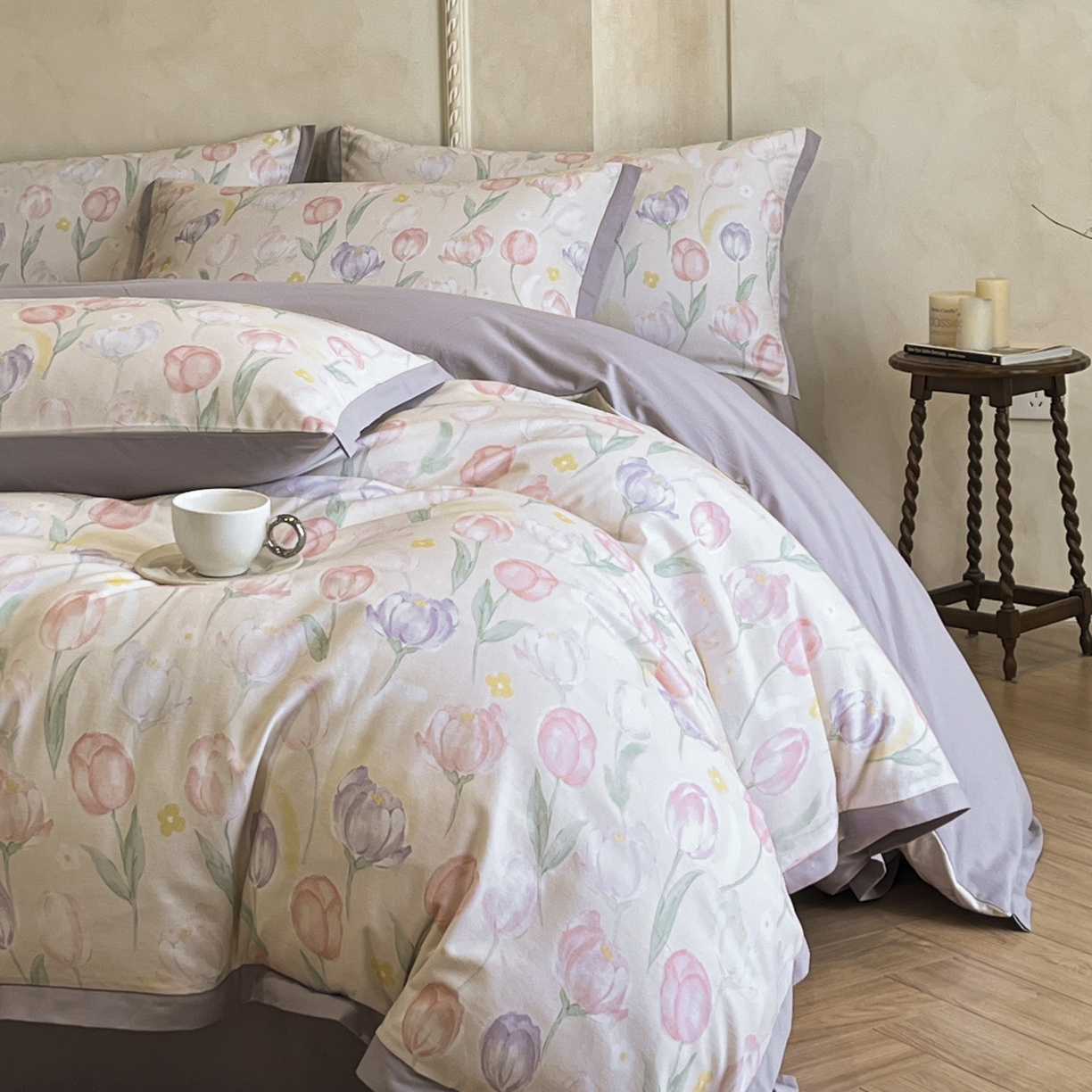 91家纺网 家纺一手货源 找家纺 柏薇 2025新款秋冬新品全棉磨毛印花高定工艺款四件套 清嘉 