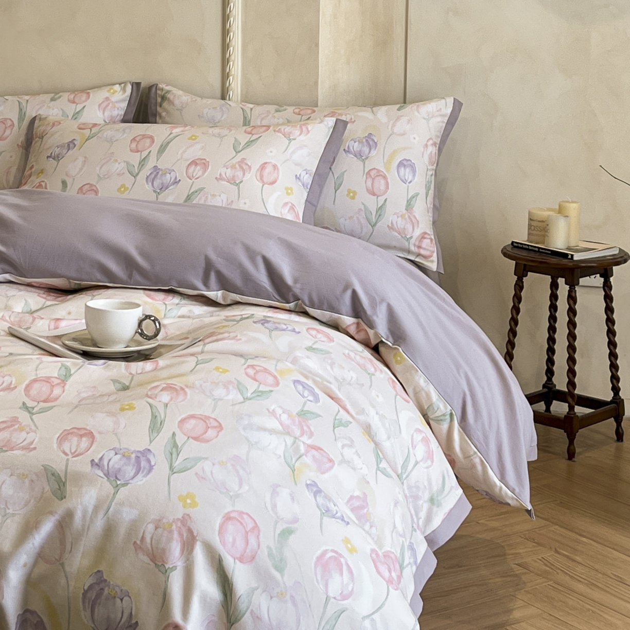 91家纺网 家纺一手货源 找家纺 柏薇 2025新款秋冬新品全棉磨毛印花高定工艺款四件套 清嘉 