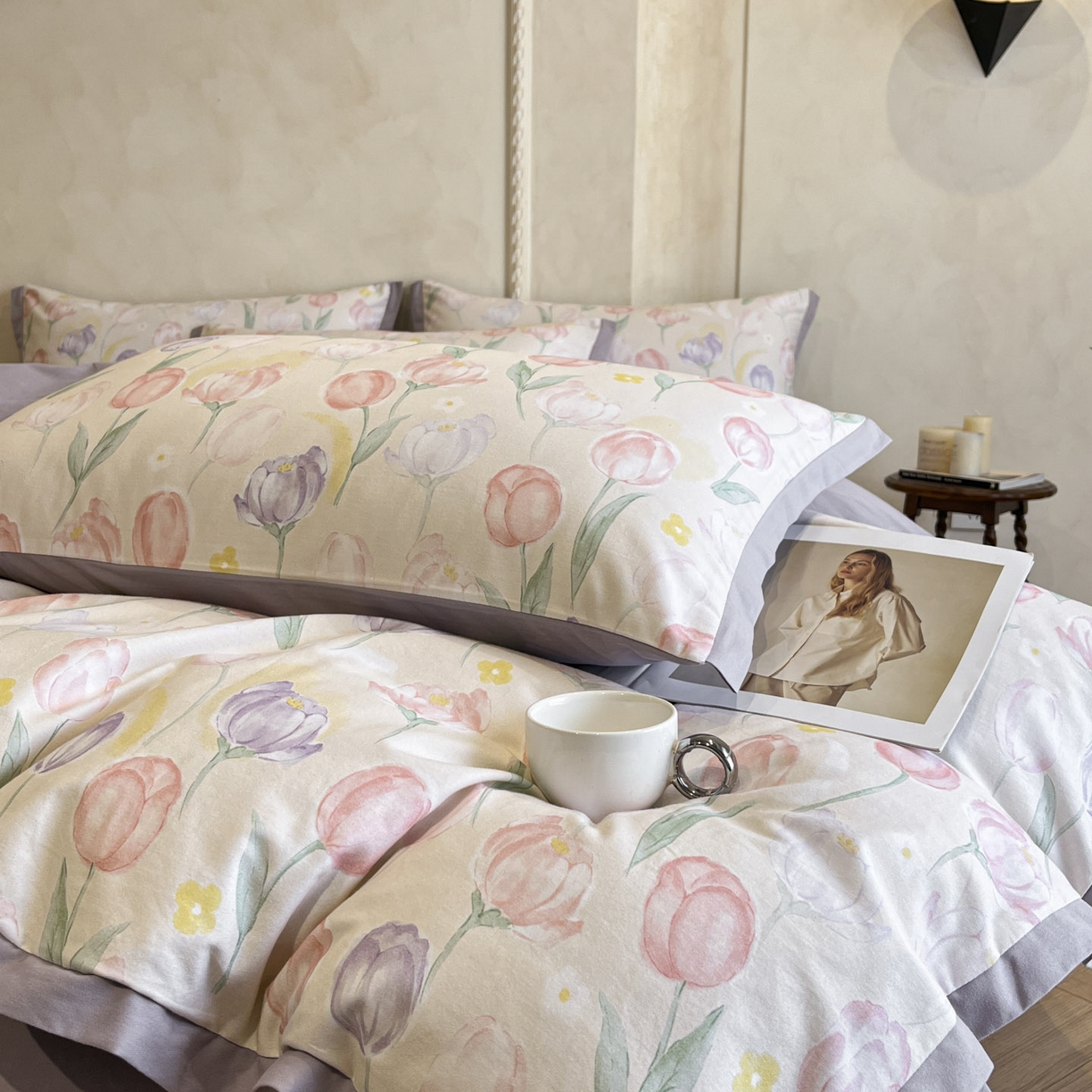 91家纺网 家纺一手货源 找家纺 柏薇 2025新款秋冬新品全棉磨毛印花高定工艺款四件套 清嘉 