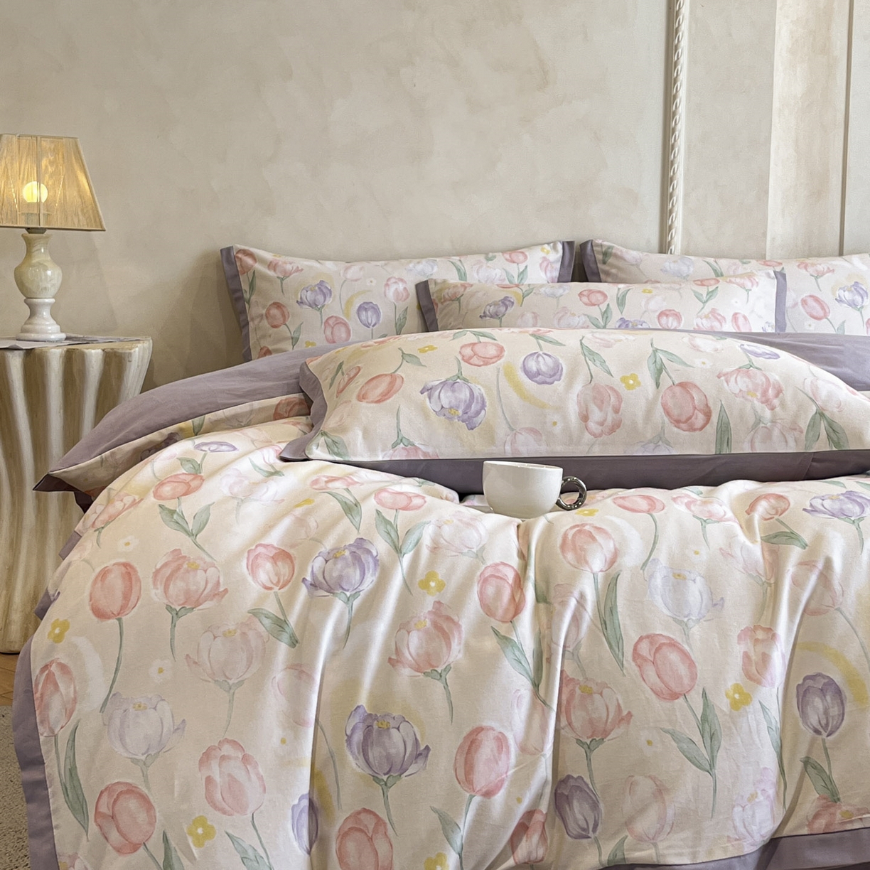 91家纺网 家纺一手货源 找家纺 柏薇 2025新款秋冬新品全棉磨毛印花高定工艺款四件套 清嘉 