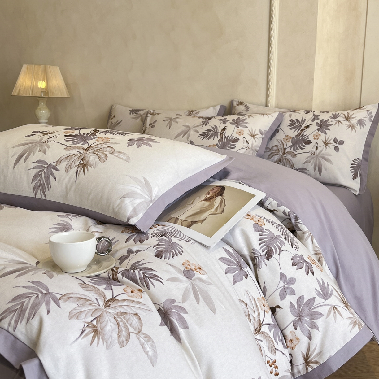 91家纺网 家纺一手货源 找家纺 柏薇 2025新款秋冬新品全棉磨毛印花高定工艺款四件套 塞莱斯特