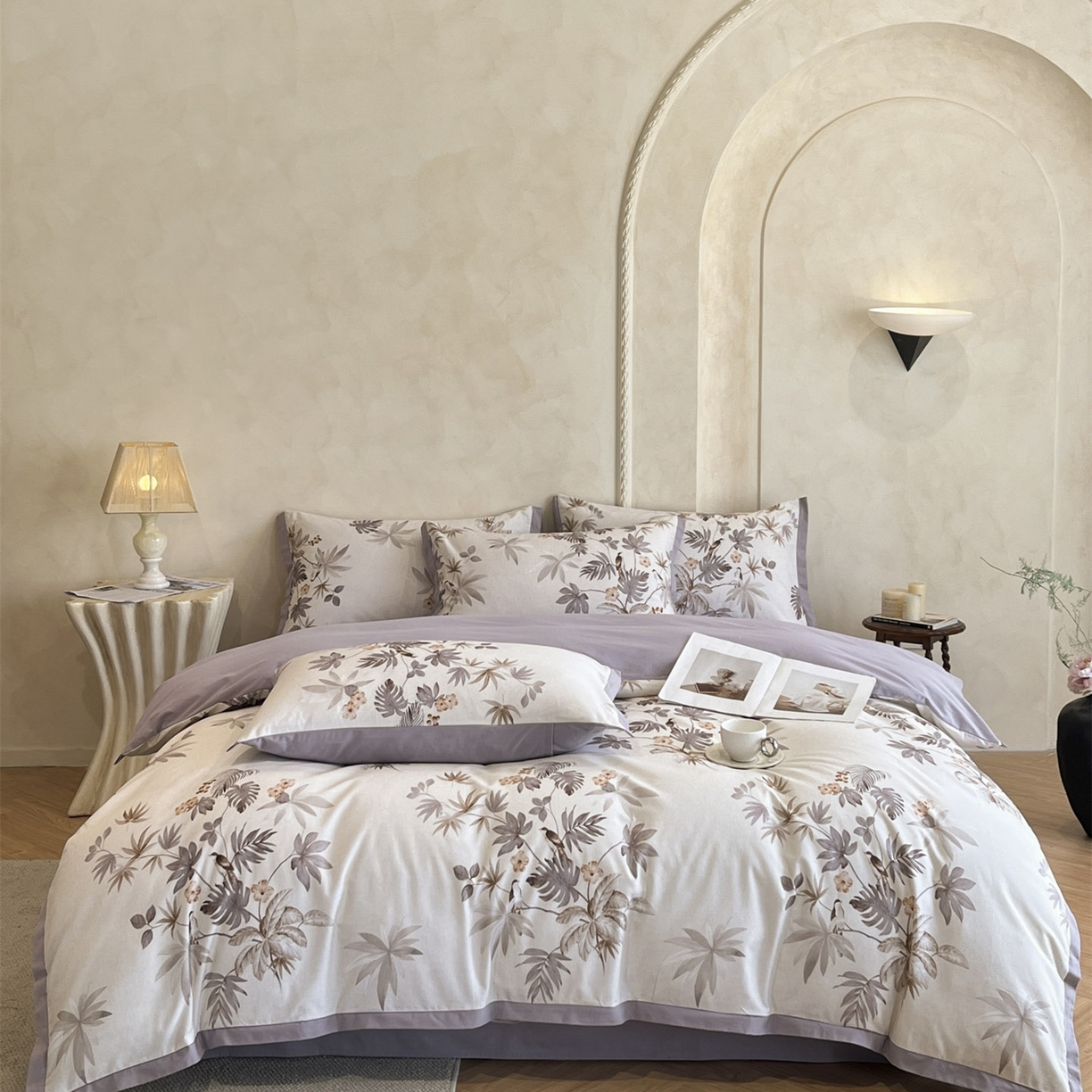 柏薇 2025新款秋冬新品全棉磨毛印花高定工艺款四件套 塞莱斯特