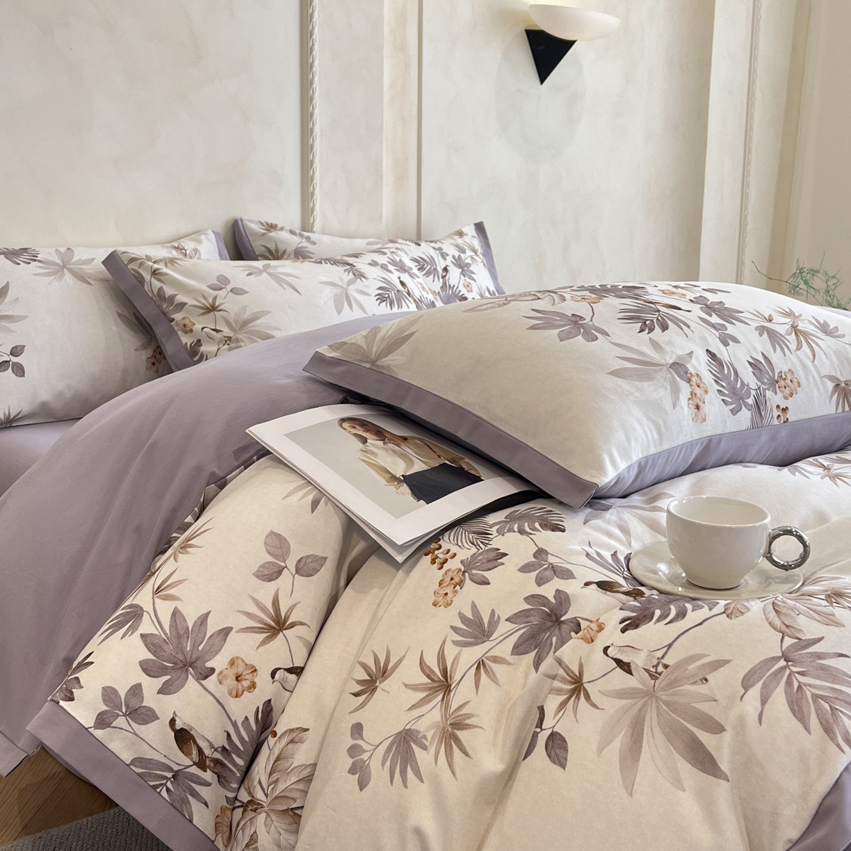 91家纺网 家纺一手货源 找家纺 柏薇 2025新款秋冬新品全棉磨毛印花高定工艺款四件套 塞莱斯特