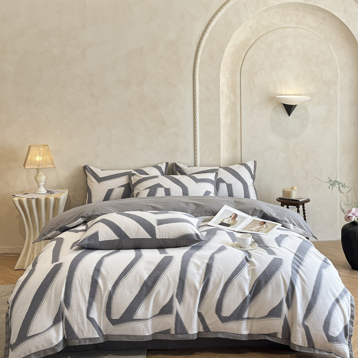 柏薇 2025新款秋冬新品全棉磨毛印花高定工艺款四件套 塞纳斯