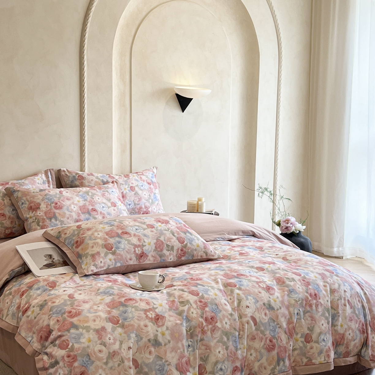 91家纺网 家纺一手货源 找家纺 柏薇 2025新款秋冬新品全棉磨毛印花高定工艺款四件套 索林娜