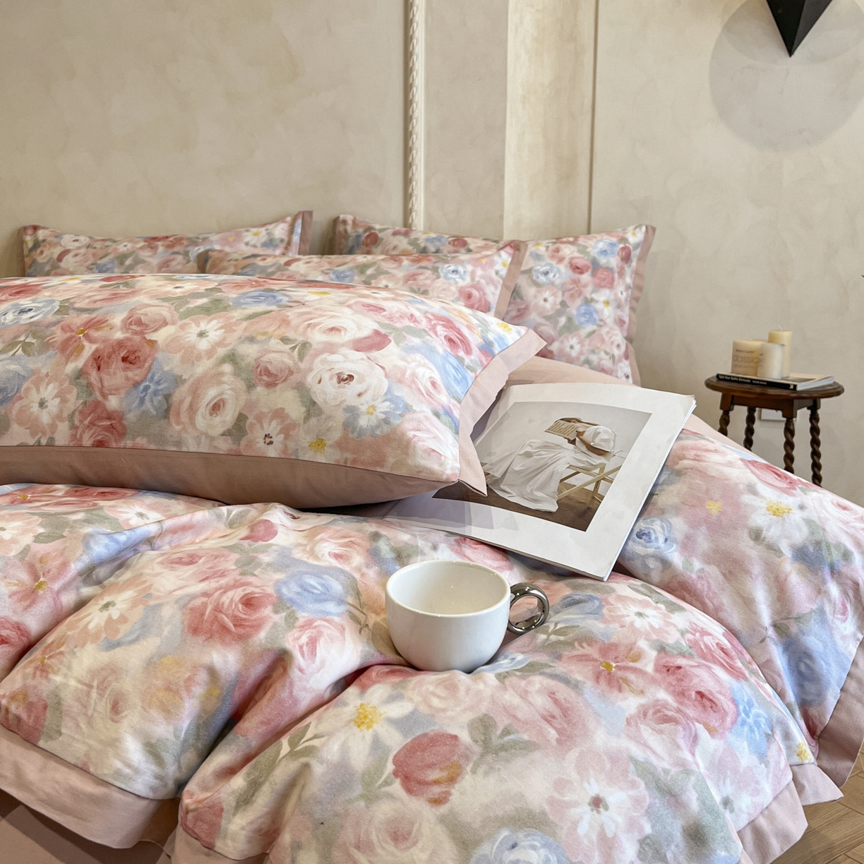 91家纺网 家纺一手货源 找家纺 柏薇 2025新款秋冬新品全棉磨毛印花高定工艺款四件套 索林娜