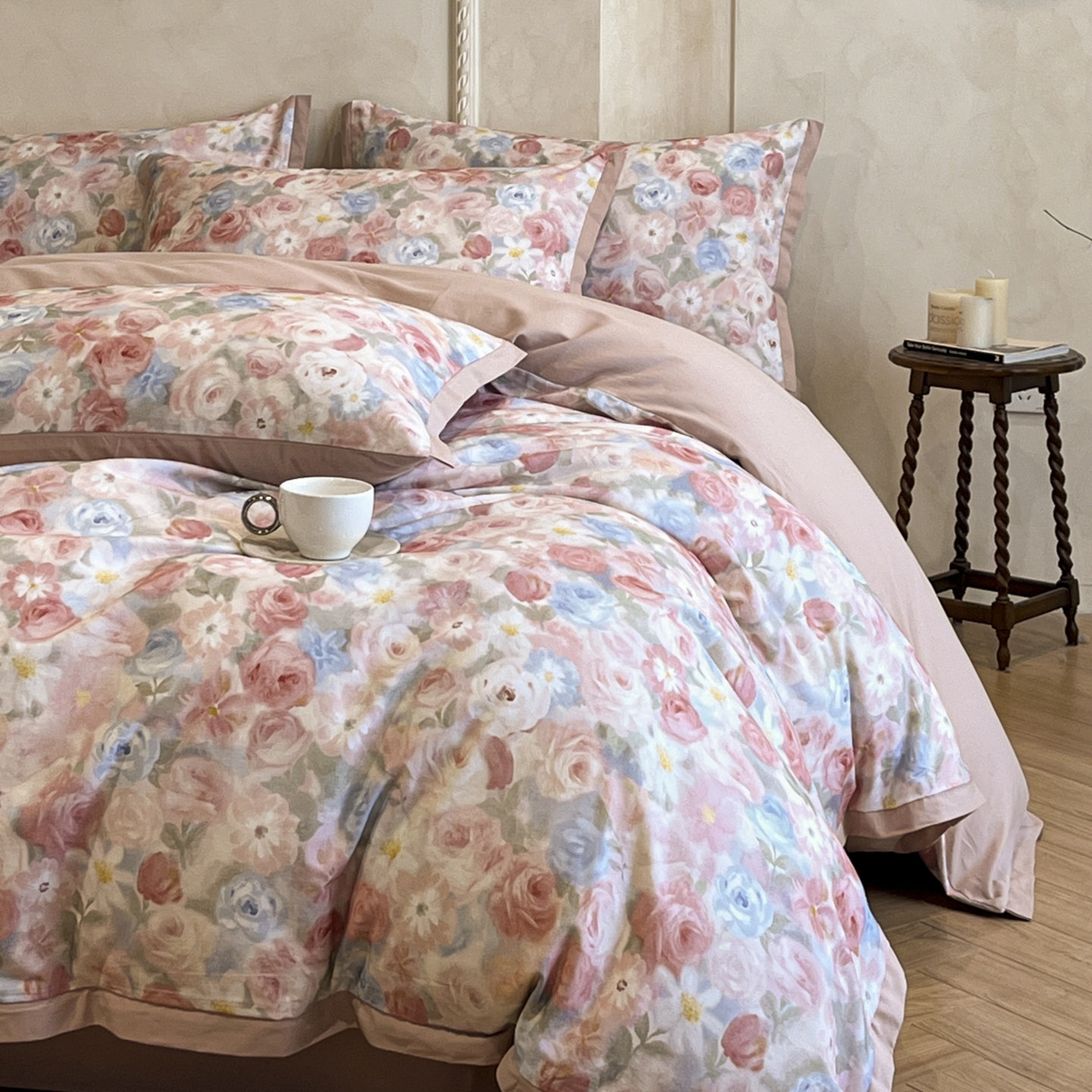 91家纺网 家纺一手货源 找家纺 柏薇 2025新款秋冬新品全棉磨毛印花高定工艺款四件套 索林娜