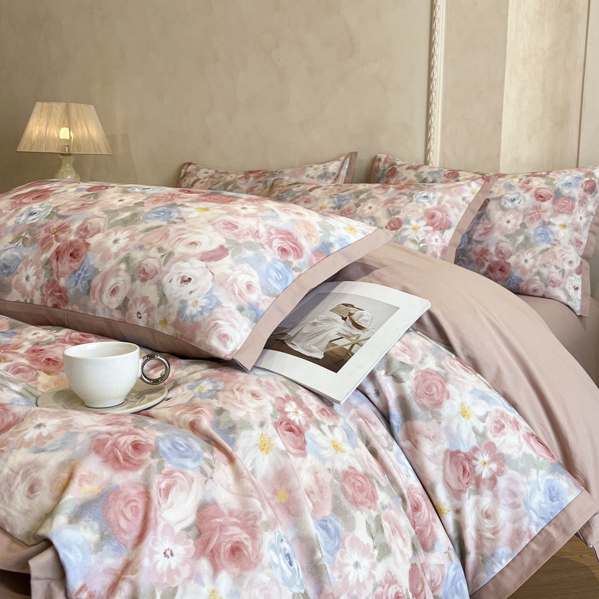 91家纺网 家纺一手货源 找家纺 柏薇 2025新款秋冬新品全棉磨毛印花高定工艺款四件套 索林娜