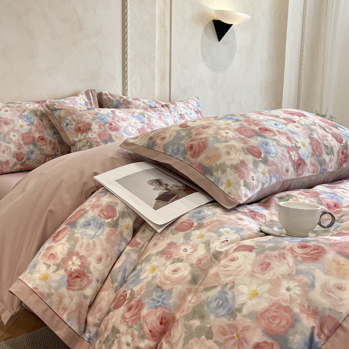 91家纺网 家纺一手货源 找家纺 柏薇 2025新款秋冬新品全棉磨毛印花高定工艺款四件套 索林娜