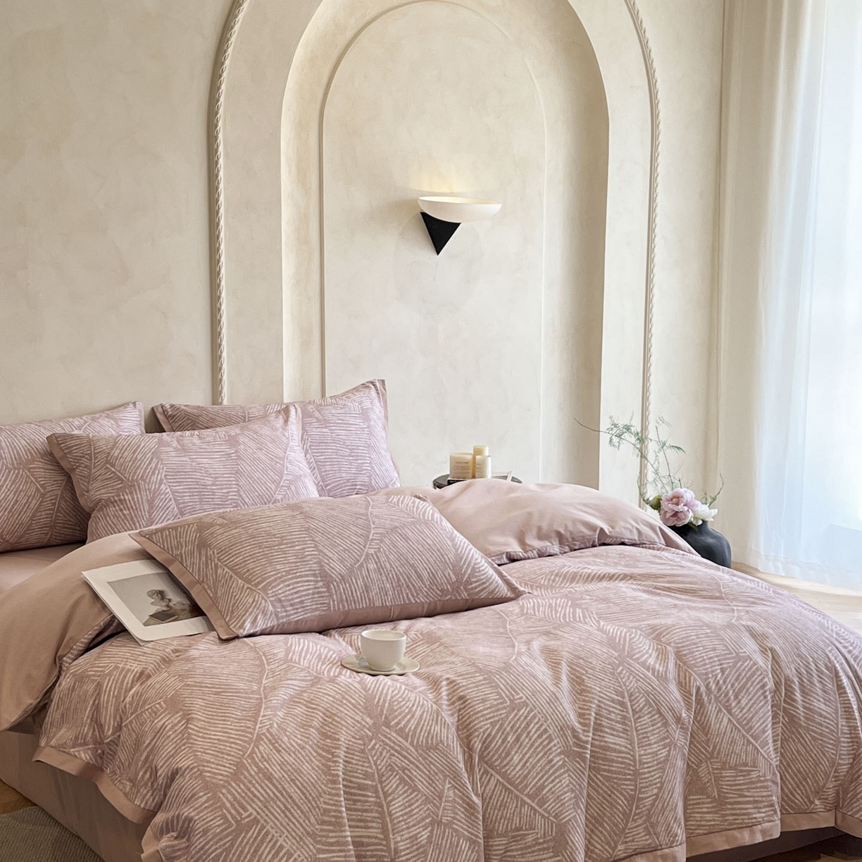 91家纺网 家纺一手货源 找家纺 柏薇 2025新款秋冬新品全棉磨毛印花高定工艺款四件套 睕晚