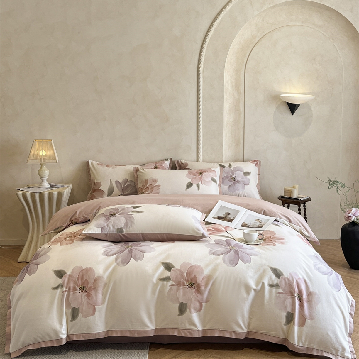 柏薇 2025新款秋冬新品全棉磨毛印花高定工艺款四件套 夏莉