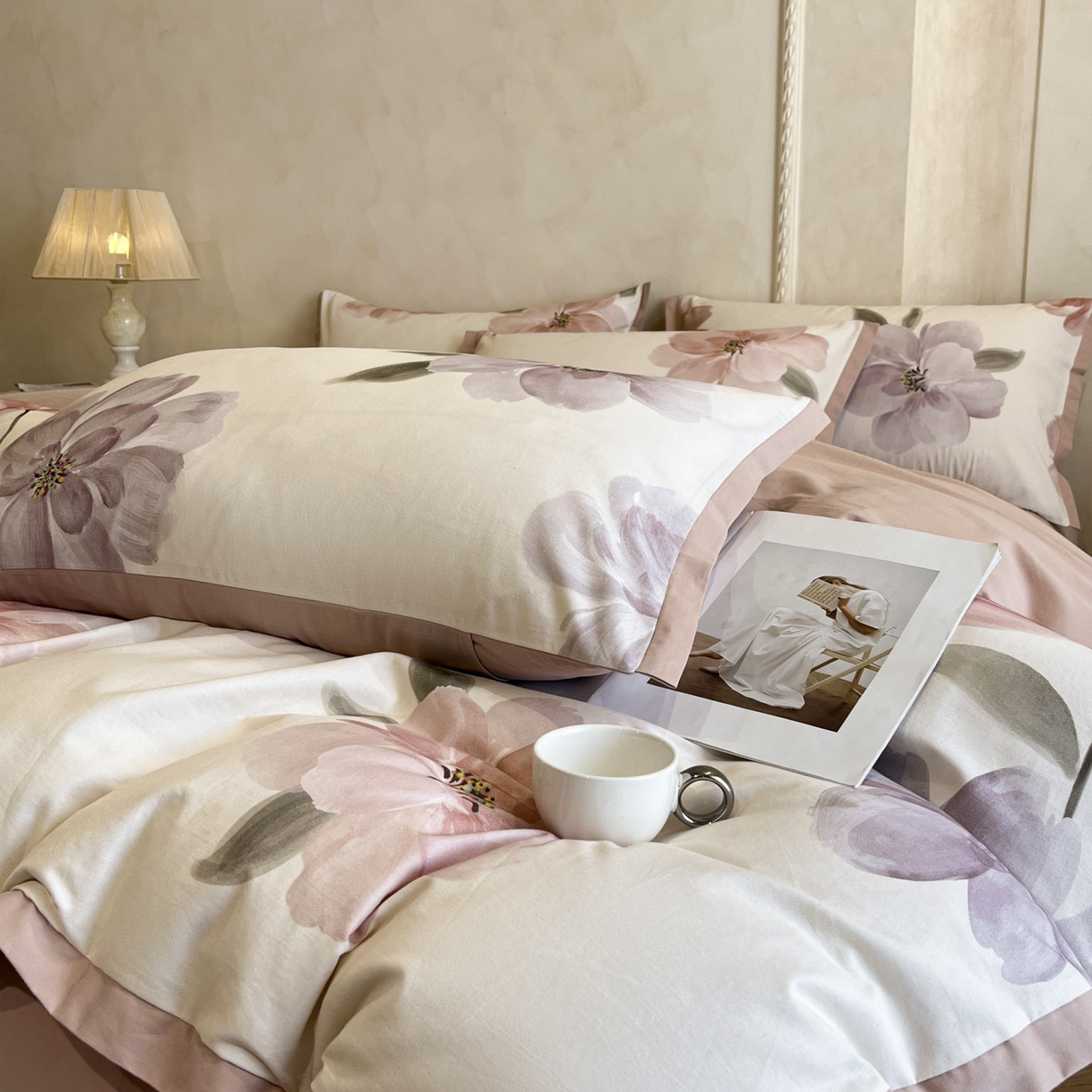 91家纺网 家纺一手货源 找家纺 柏薇 2025新款秋冬新品全棉磨毛印花高定工艺款四件套 夏莉