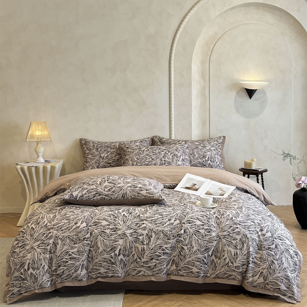 柏薇 2025新款秋冬新品全棉磨毛印花高定工艺款四件套 渊默