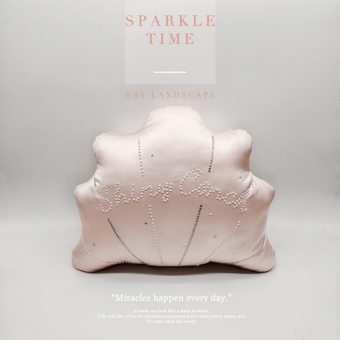 （总）澜屿 新款珍珠贝壳双钻小抱枕装饰枕腰枕枕芯