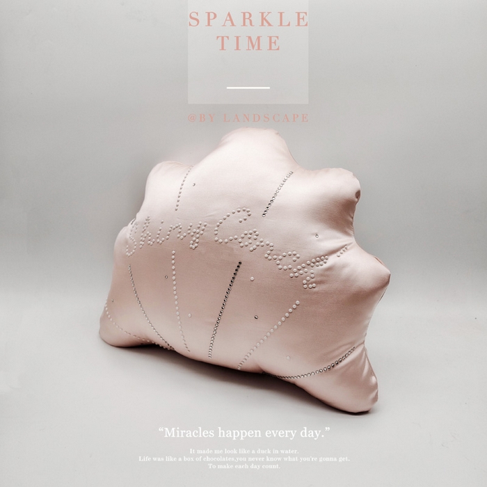 91家纺网 家纺一手货源 找家纺 澜屿 新款珍珠贝壳双钻小抱枕装饰枕腰枕枕芯 玉粉