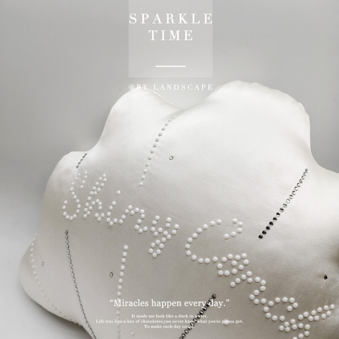 91家纺网 家纺一手货源 找家纺 澜屿 新款珍珠贝壳双钻小抱枕装饰枕腰枕枕芯 白色