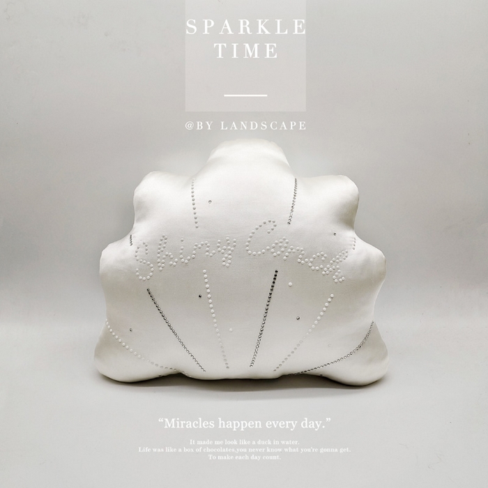 澜屿 新款珍珠贝壳双钻小抱枕装饰枕腰枕枕芯 白色