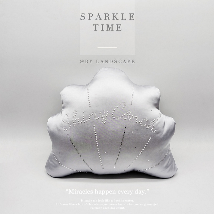 澜屿 新款珍珠贝壳双钻小抱枕装饰枕腰枕枕芯 灰色