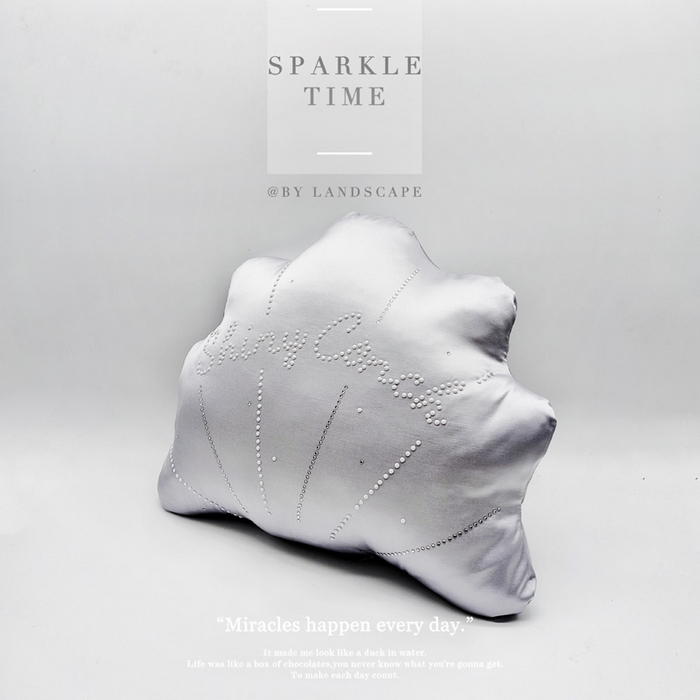 91家纺网 家纺一手货源 找家纺 澜屿 新款珍珠贝壳双钻小抱枕装饰枕腰枕枕芯 灰色