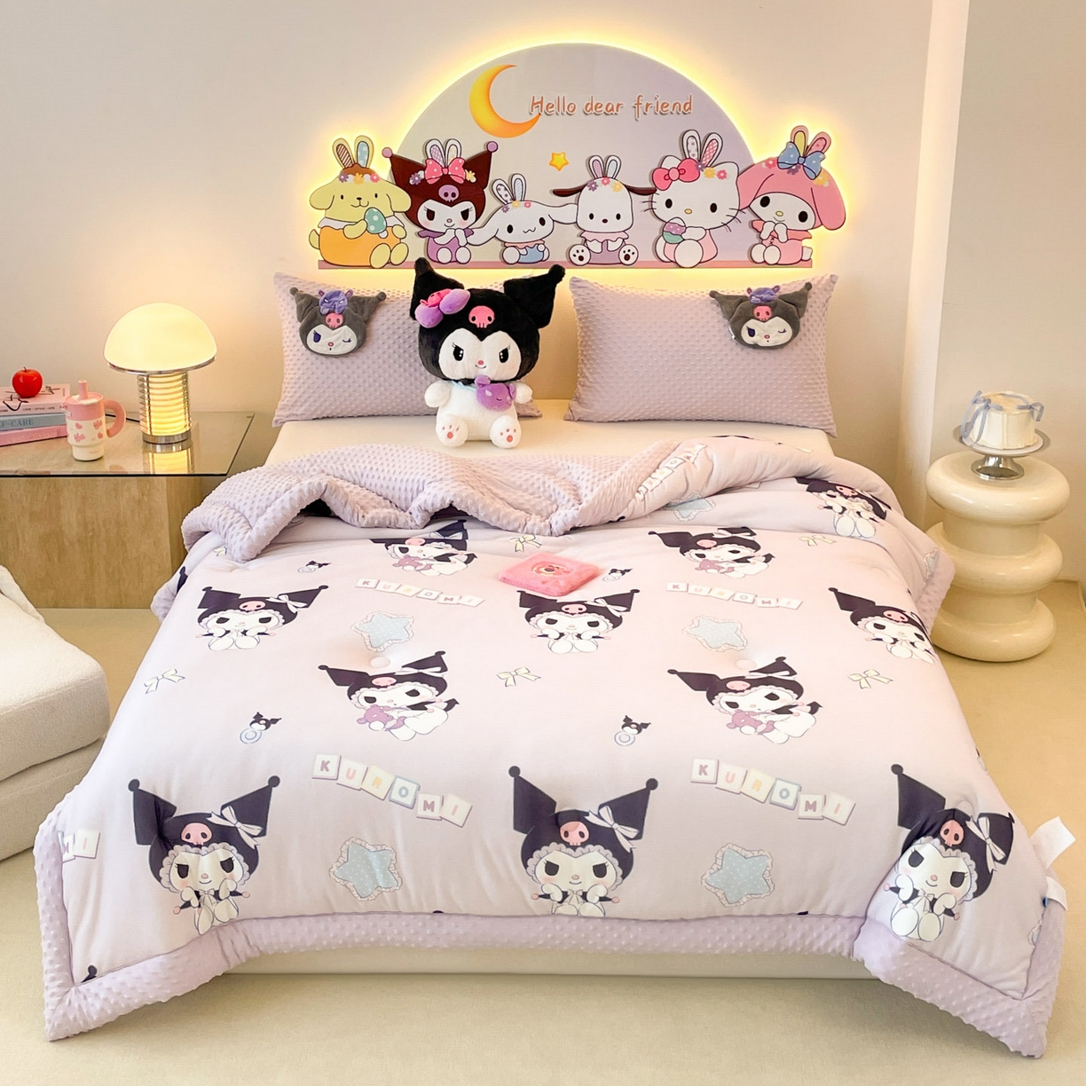 91家纺网 家纺一手货源 找家纺 花满路 2025新款儿童秋冬豆豆被 可爱库洛米