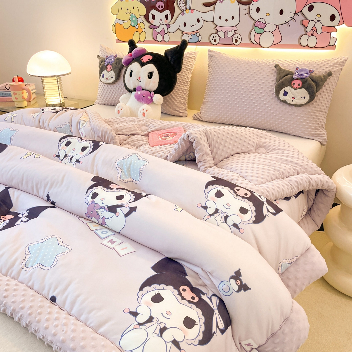 91家纺网 家纺一手货源 找家纺 花满路 2025新款儿童秋冬豆豆被 可爱库洛米