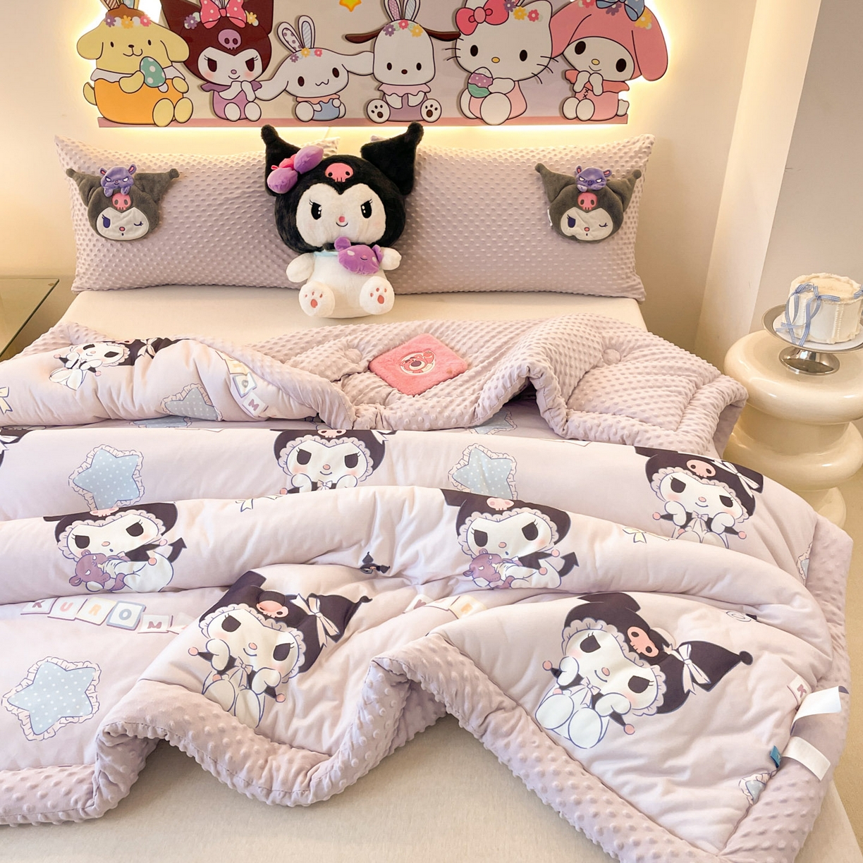 91家纺网 家纺一手货源 找家纺 花满路 2025新款儿童秋冬豆豆被 可爱库洛米